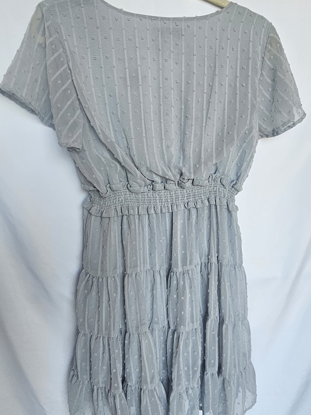 Hayden Light Gray Tiered V-Neck Dress - Picture 2 of 9